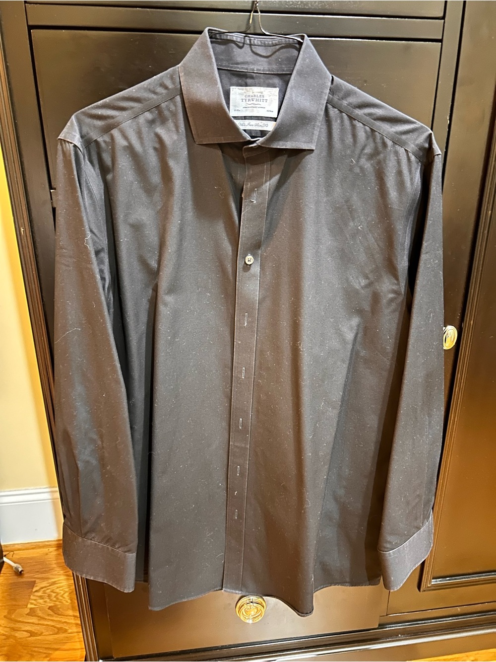 Charles Tyrwhitt Black Long-Sleeve Casual Button-Down Shirt